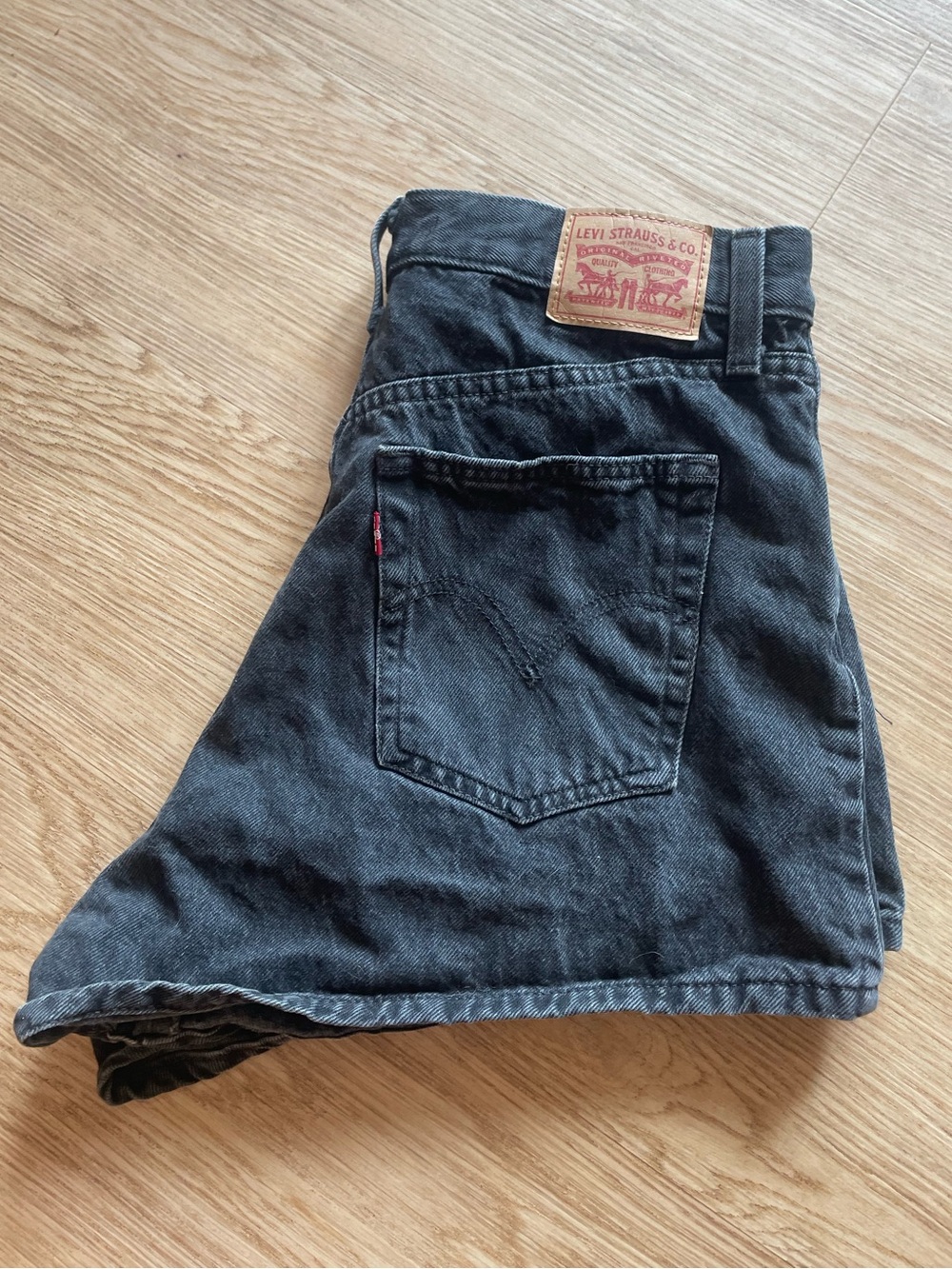 Levi's Women's Black Relaxed Shorts with Leather Patch